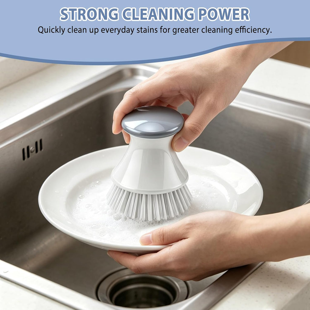 Dish Scrub Brush,2 Pack Kitchen Scrub Brush for Dishes Grey White