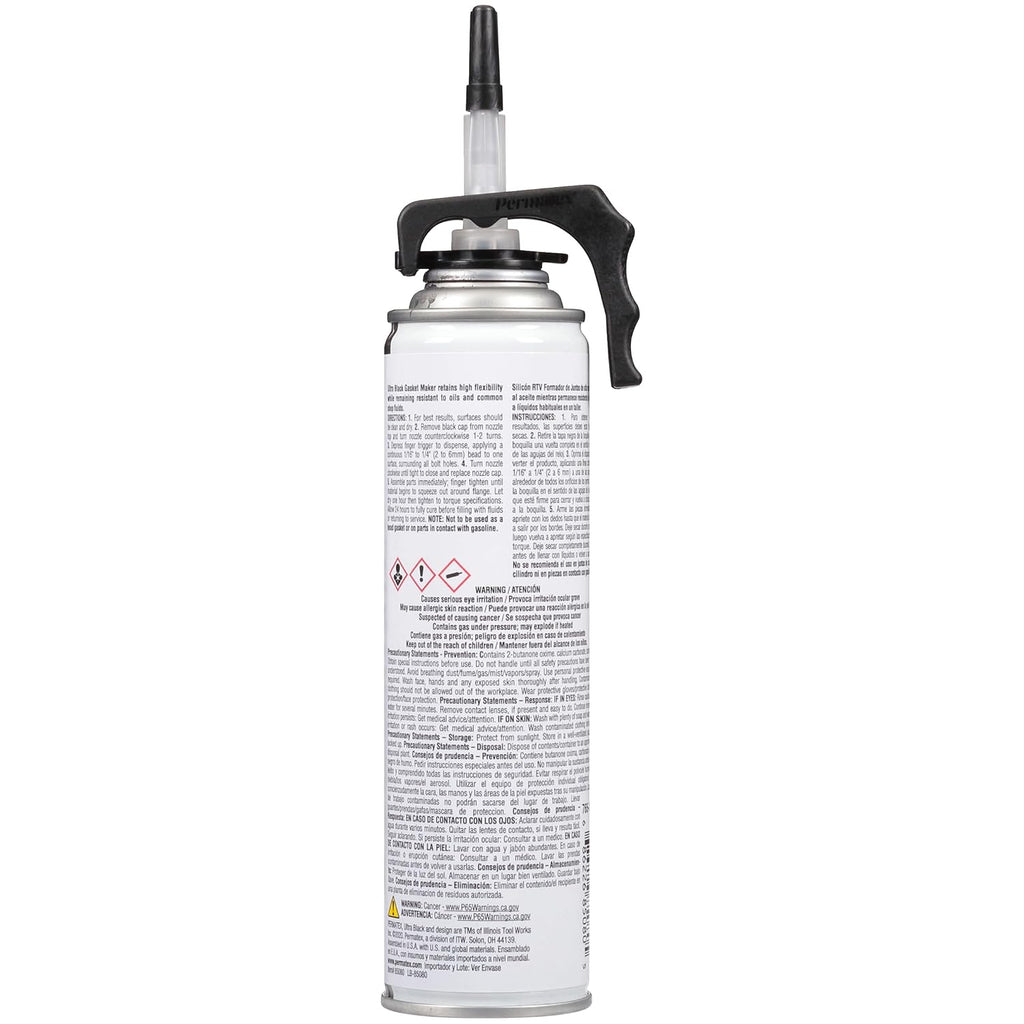 Permatex 85080 Ultra Black Maximum Oil Resistance RTV Silicone Gasket Maker, 9.5 oz. PowerBead Can