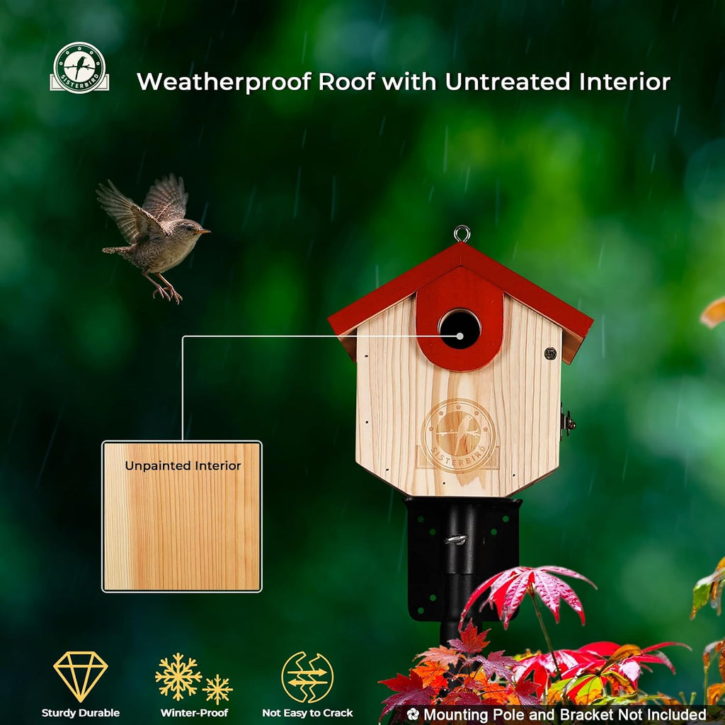 Wren Bird Houses for Outside, Bird House Warming Gifts, Red