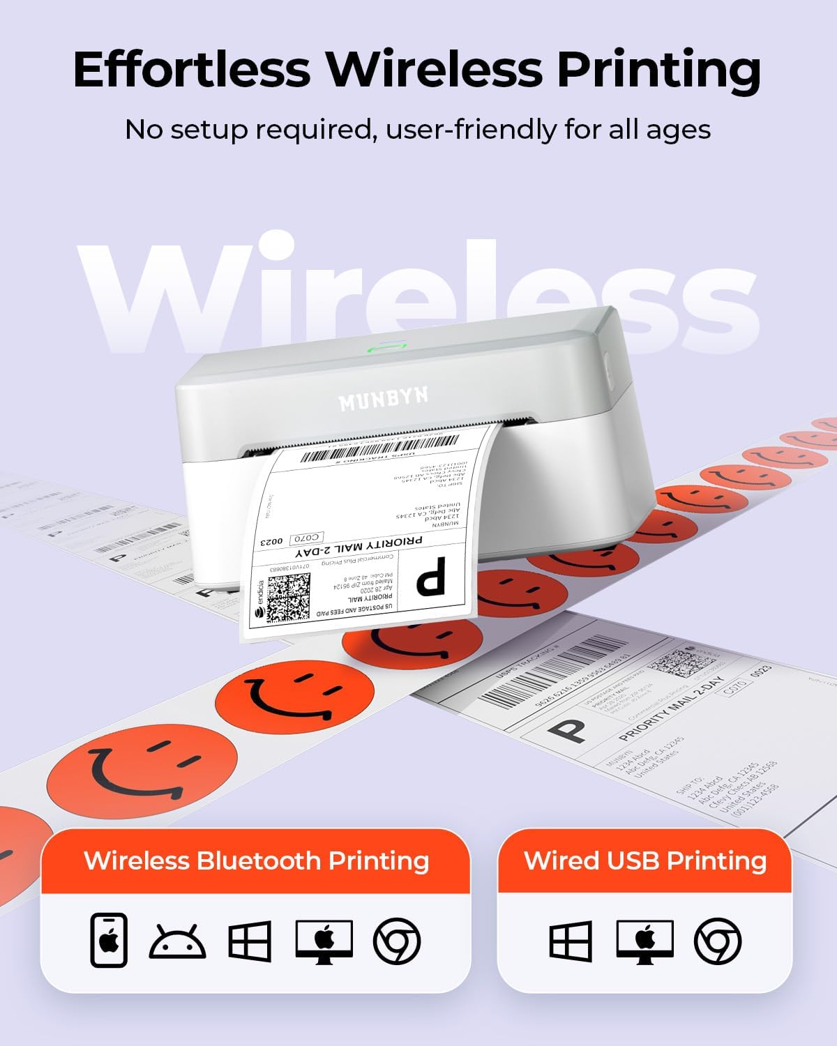 Bluetooth Thermal Label Printer, Wireless 4x6 Shipping Label Printer | Work for Small Business, Compatible with