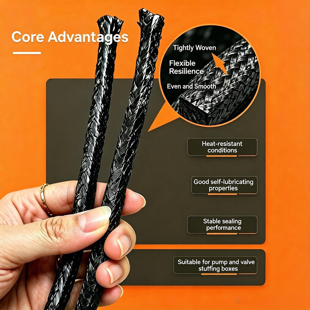 Flexible Graphite Braided Packing,5/8"-5ft for Mechanical Seals