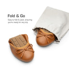 Women's Foldable Bowknot Ballet Flats,Brown,7.5W