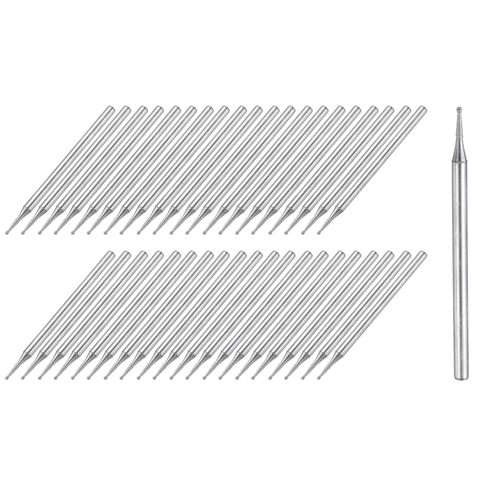 uxcell Diamond Grinding Burrs Drill Bit 3/32" Shank 0.8mm,Ball Head,40pcs