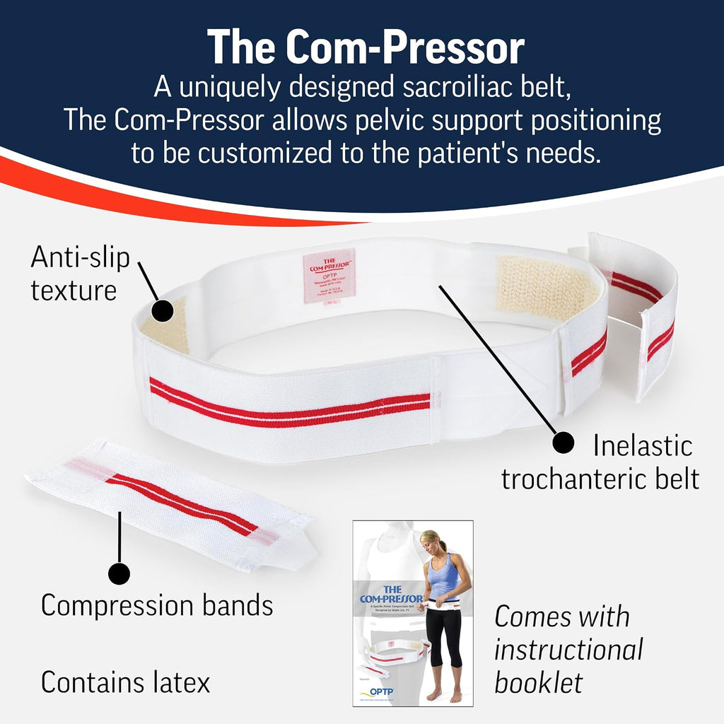 OPTP Com-Pressor Belt – Pelvic Compression Sacroiliac & SI Joint Belt, M/L