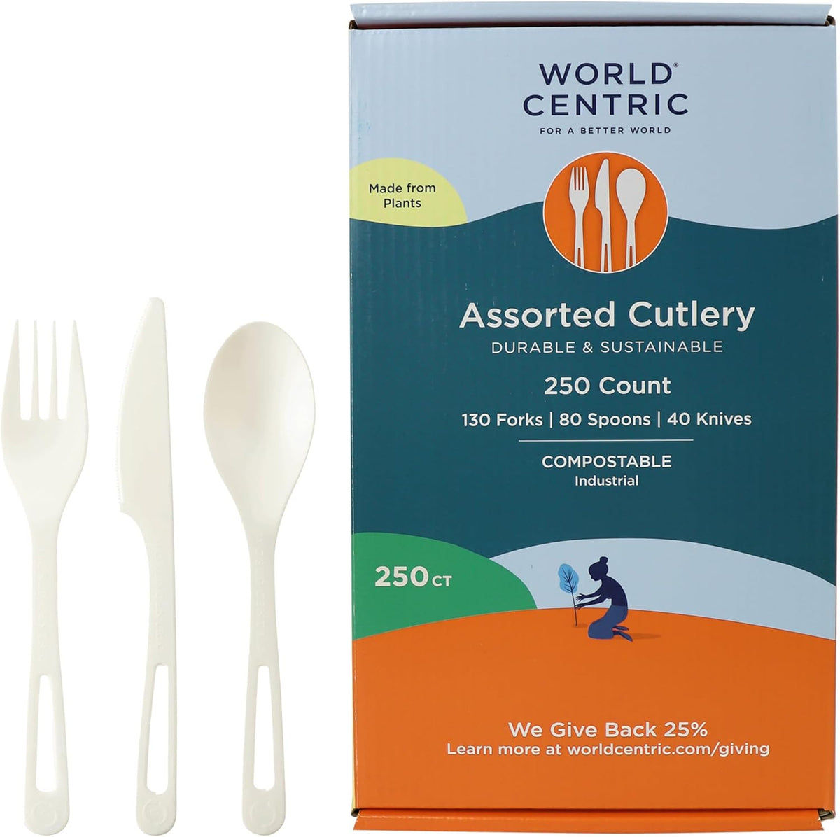 Compostable TPLA Assorted Cutlery, Pack of 250