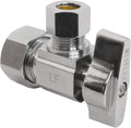 Quarter-Turn Angle Stop Valve, 1/2" NOM x 3/8" COMP | Heavy Duty Chrome Plated Brass 1/4 Turn Angle Valve (1/2" NOM