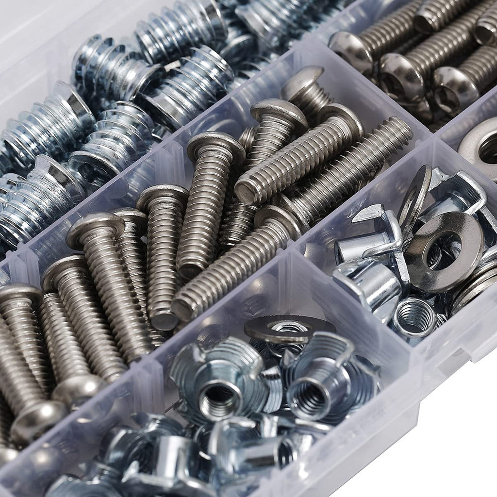 1/4-20 Threaded Inserts for Wood T Nuts 1/4-20 Bolts Fully Threaded Button Head Hex Socket Screws 1" 1-1/4" and Washers