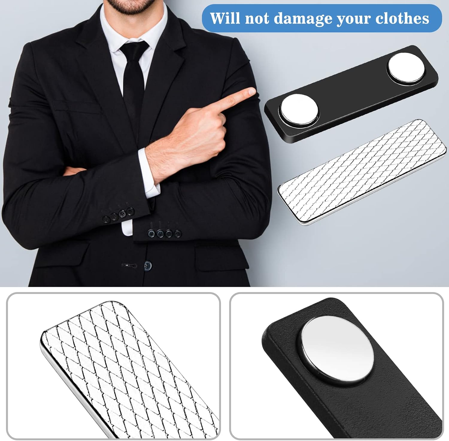 Magnetic Name Tags, 20-Pack Engravable Name Badge with Magnetic Backing, Reusable Name Tags(1" X 3")