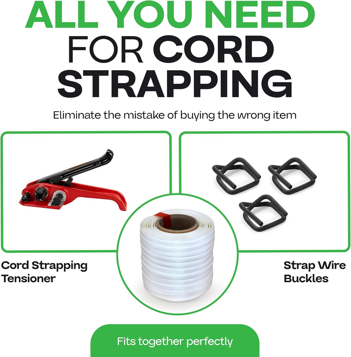 Woven Cord Strapping Roll 3/4" x 250', 2425 lbs - USA-Made