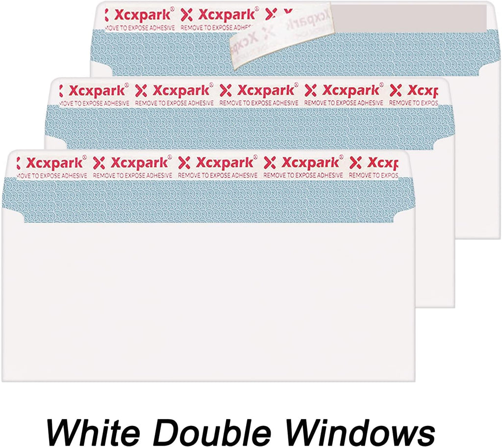 250 PCS #10 Double Window White Security Envelopes for QuickBooks Invoices, Most Statements And Documents Self Seal