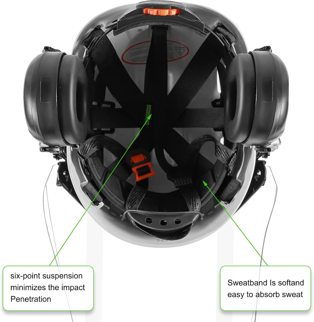 Forestry Safety Helmet Chainsaw Helmet with Polycarbonate Full Clear Visor and Ear Muffs 3 in 1 Forestry Hard Hat