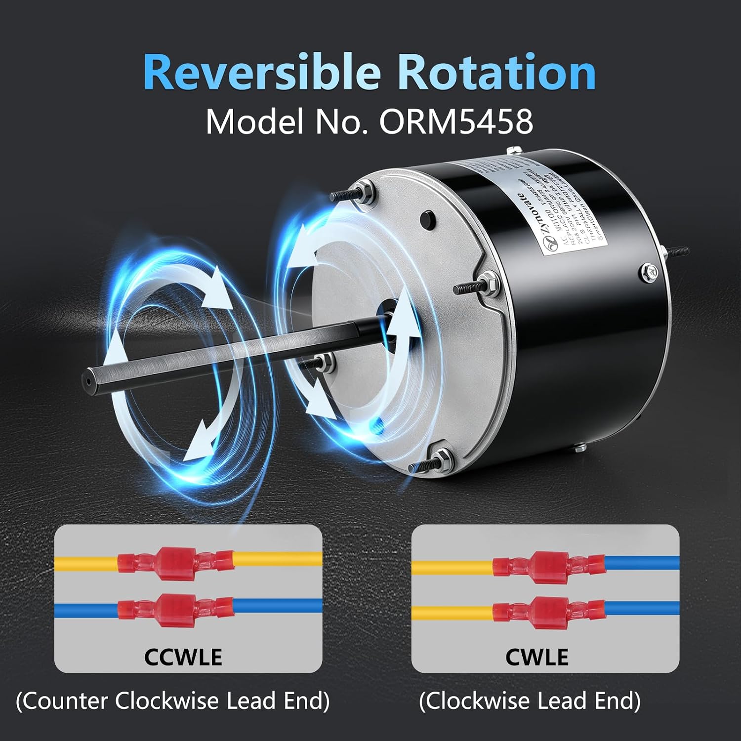 ORM5458 ORM5458B Conderser Fan Motor 1/3 HP 1075 RPM 208-230V 2A 48Y Frame | Ball Bearing AC Condenser Fan Motor for