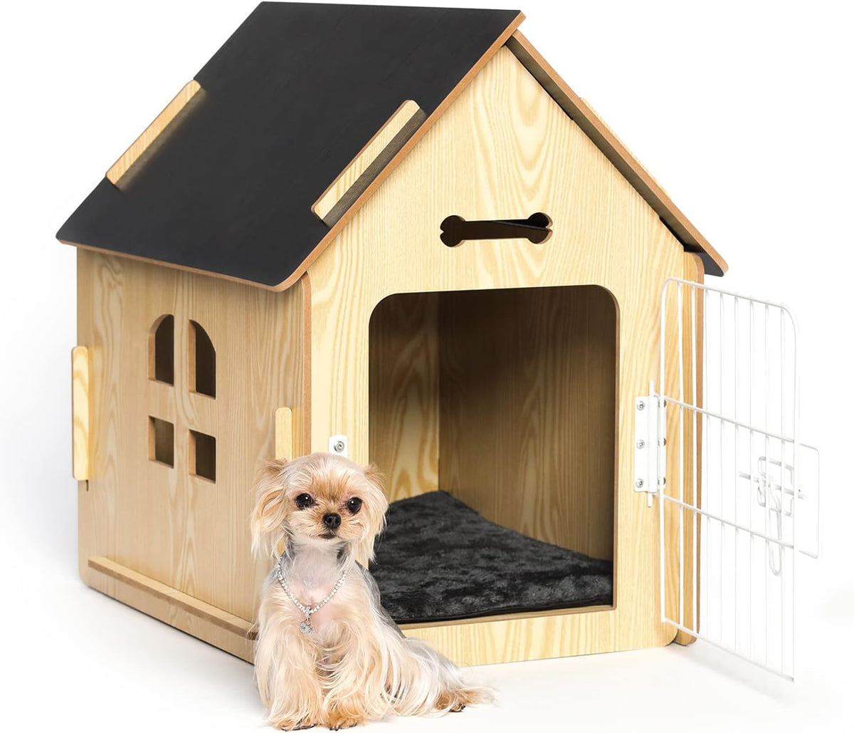 RYpetmia Indoor Dog House for Small Dogs & Cats, Wooden Pet House
