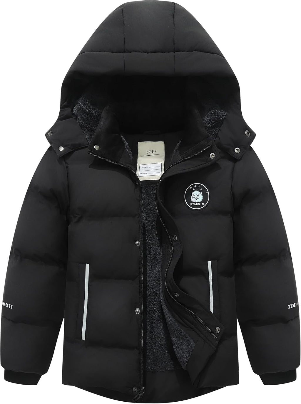 Kids Boy's Puffer Cotton Jacket | Warm Fleece Lined Down Coat Thick Hooded Waterproof Winter Coat