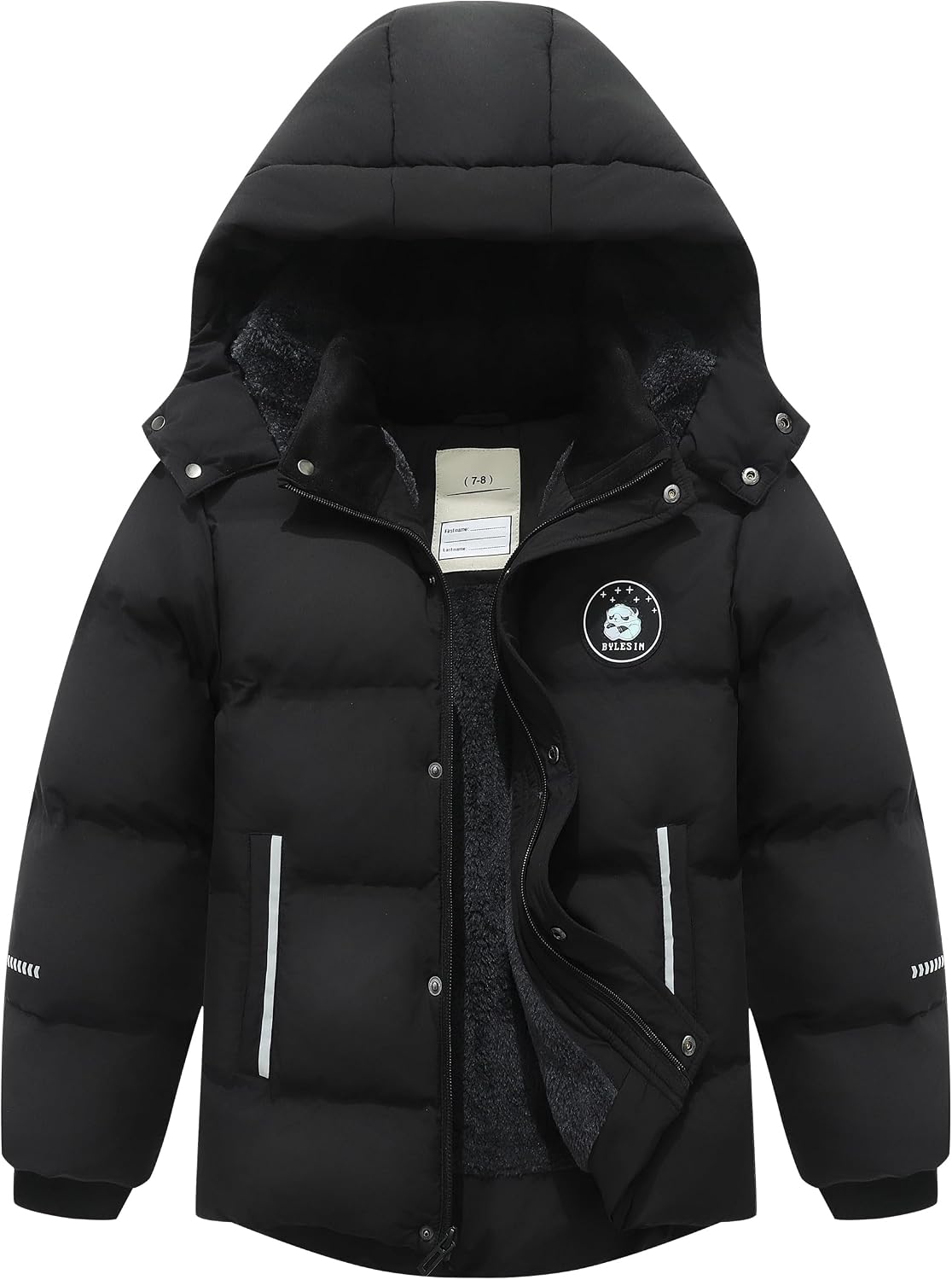Kids Boy's Puffer Cotton Jacket | Warm Fleece Lined Down Coat Thick Hooded Waterproof Winter Coat