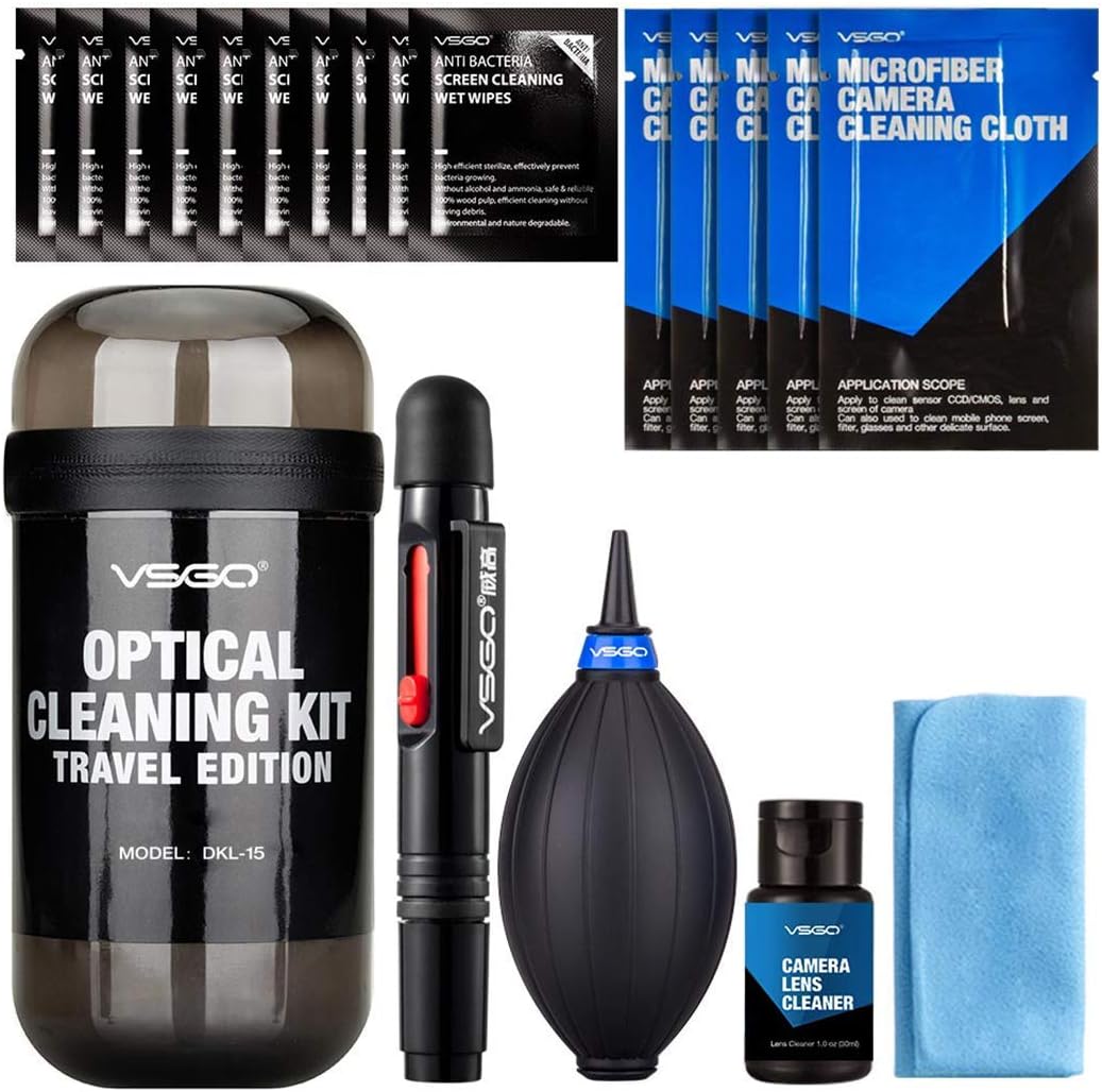 Optical Camera Lens Cleaning Kit Travel Edition | Lens Pen, Air Blower, Lens Cleaner, Screen Cleaning Cloth and Wet