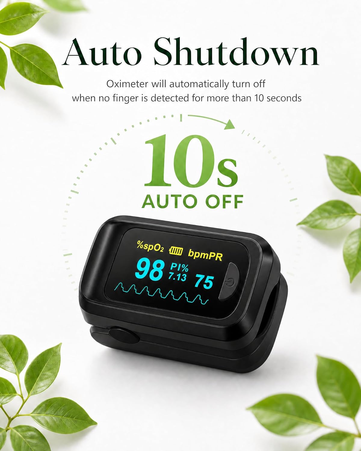 JKS50B Pulse Oximeter Fingertip - Blood Oxygen monitor Fingertip with Perfusion Index, Fast 5-8s Reading, Large OLED