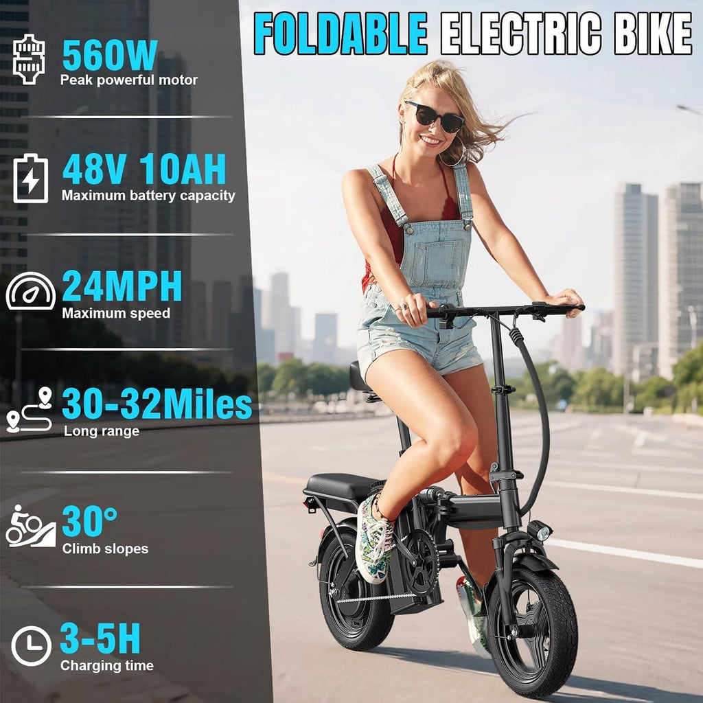 Electric Bike for Adults, 1200W Peak Motor Commuter Ebike, 20-28MPH Speed, 32 Miles Range, Removable Waterproof