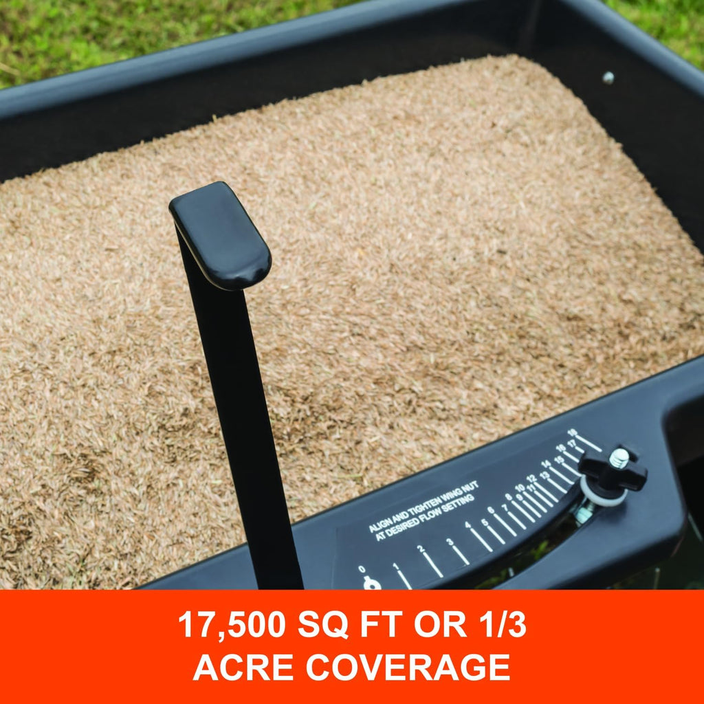Tow Behind Spiker Seeder Drop Spreader for Seed, Fertilizer, Salt and Ice Melt, 100 lb Capacity with 32 In Working Width