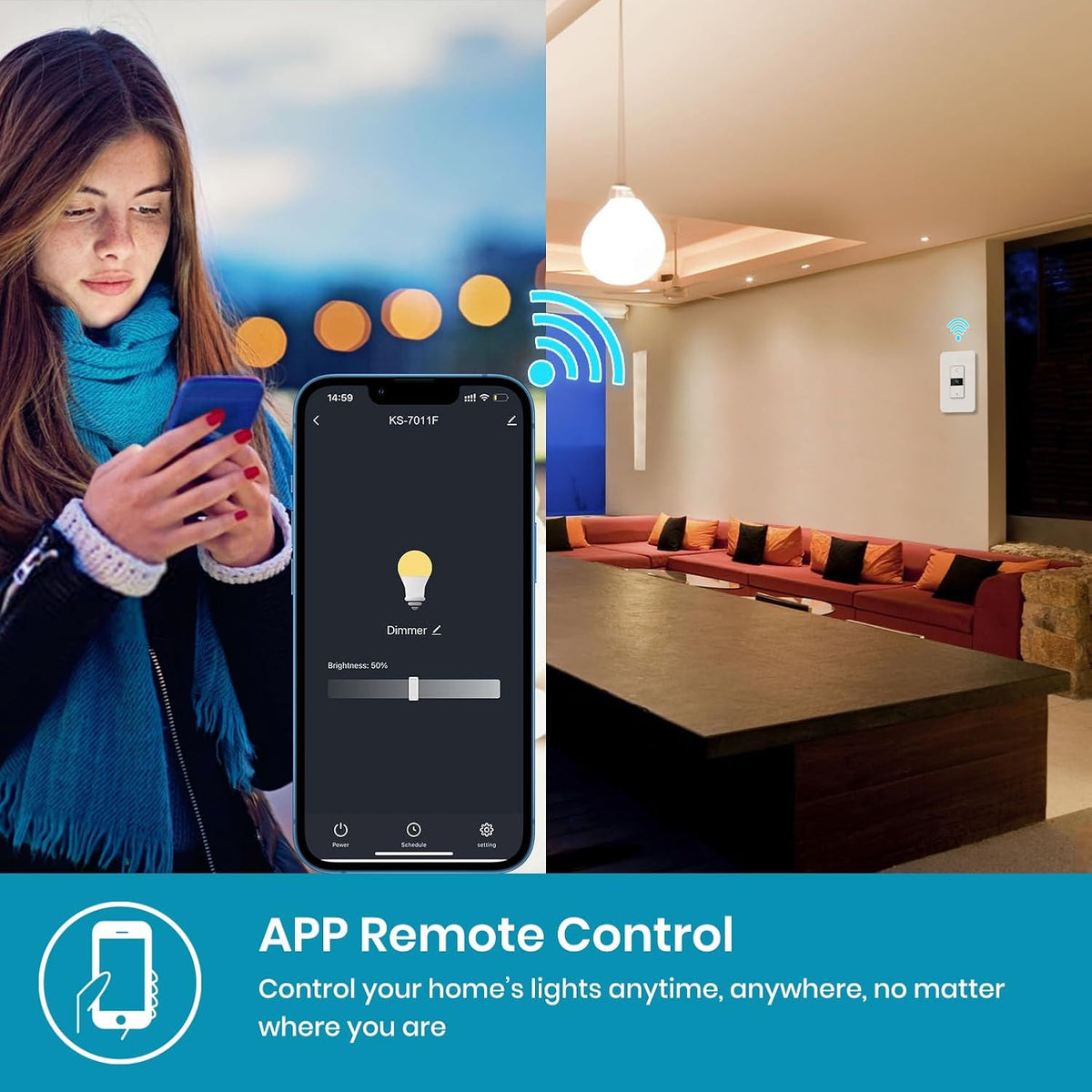 Smart Dimmer Switch 3Gang Digital Display Single-Pole 3Way Dimmer Smart Switch， 2024 New Model，Works with Siri, Alexa