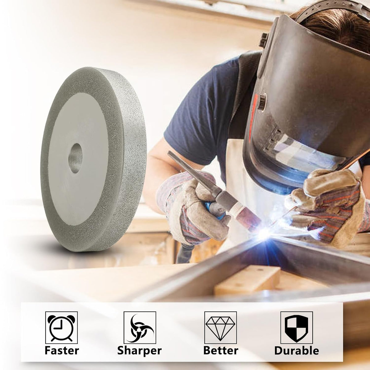 3 inch Diamond Grinding Wheel 150 Grit, 1/2" Arbor, 10mm Wide
