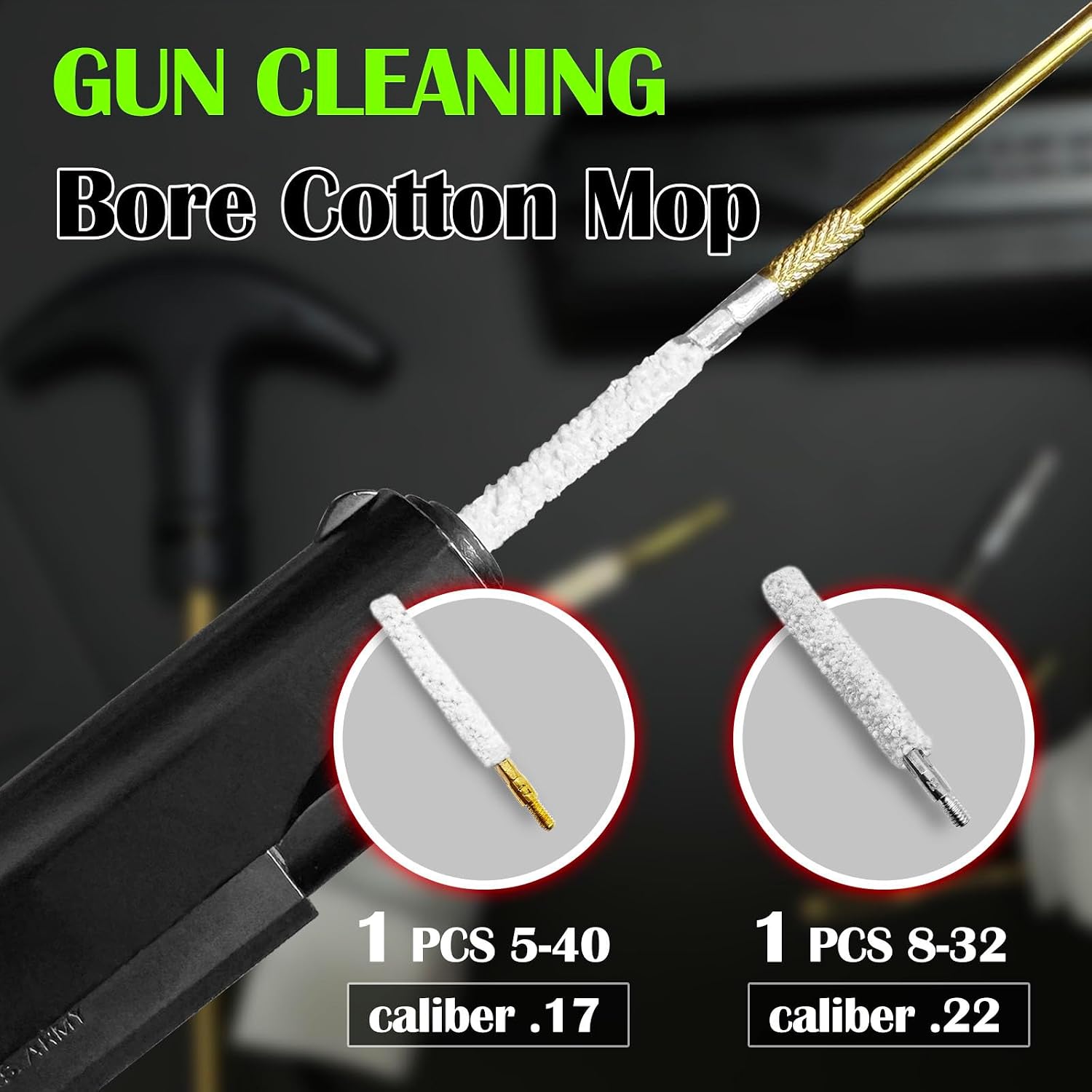 177 22 Caliber Gun Cleaning Kits for .22 Pellets Airsoft Gun Handgun 4.5/5.5mm Rifle Cleaning Rod Bore Brush Patches