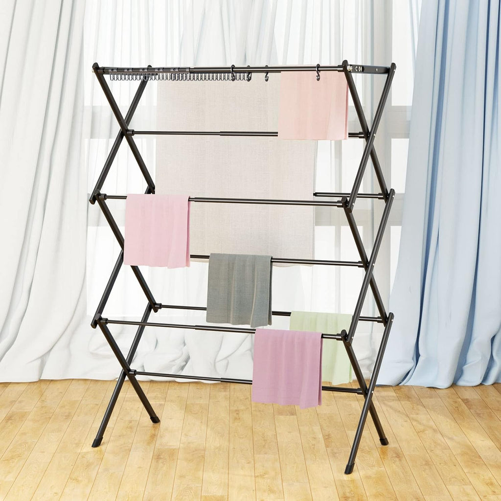 Clothes Drying Rack Foldable Drying Rack Clothing Black-1pack | for Laundry - 40" x 28.8" x 14.2", Space Saving