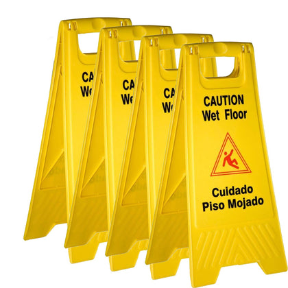 Yellow Wet Floor Caution Sign, 2-sided Fold-out, Floor Safety Sign, Caution Wet Floor 24-inch By 12-inch Cuadado Piso