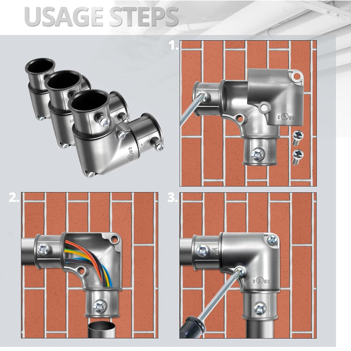 1/2" 90 Degree Inside Corner Pull-Elbow, EMT Fitting, 5 Pack