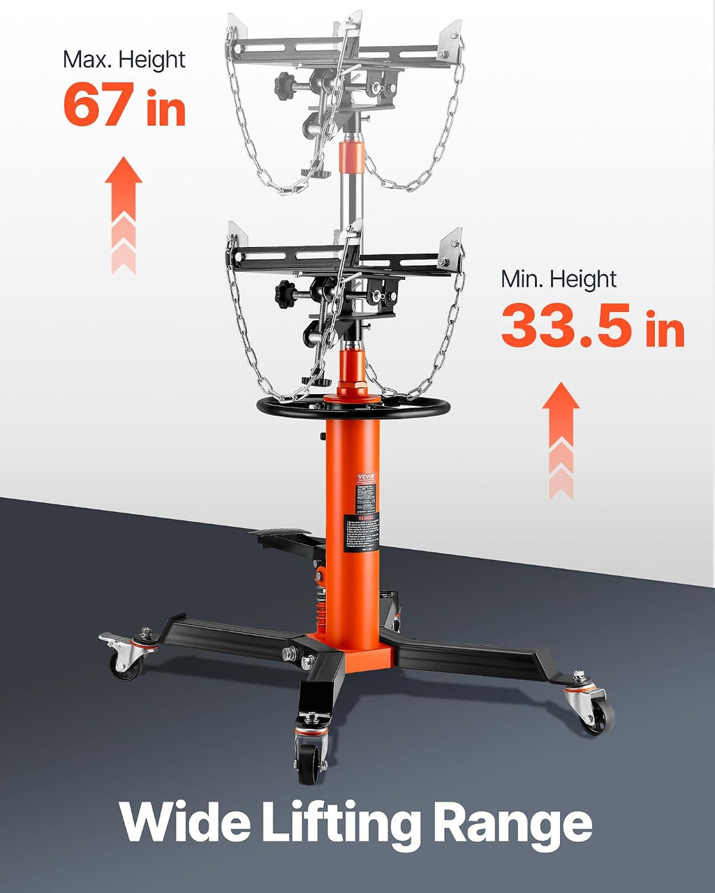 Transmission Jack,1/2Ton/1100lbs Capacity Hydraulic Telescopic Transmission Jack, 2-Stage with Foot Pedal, 360°