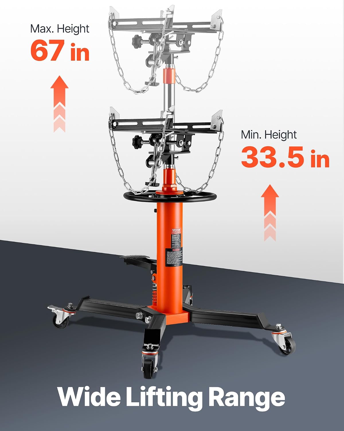 Transmission Jack,1/2Ton/1100lbs Capacity Hydraulic Telescopic Transmission Jack, 2-Stage with Foot Pedal, 360°