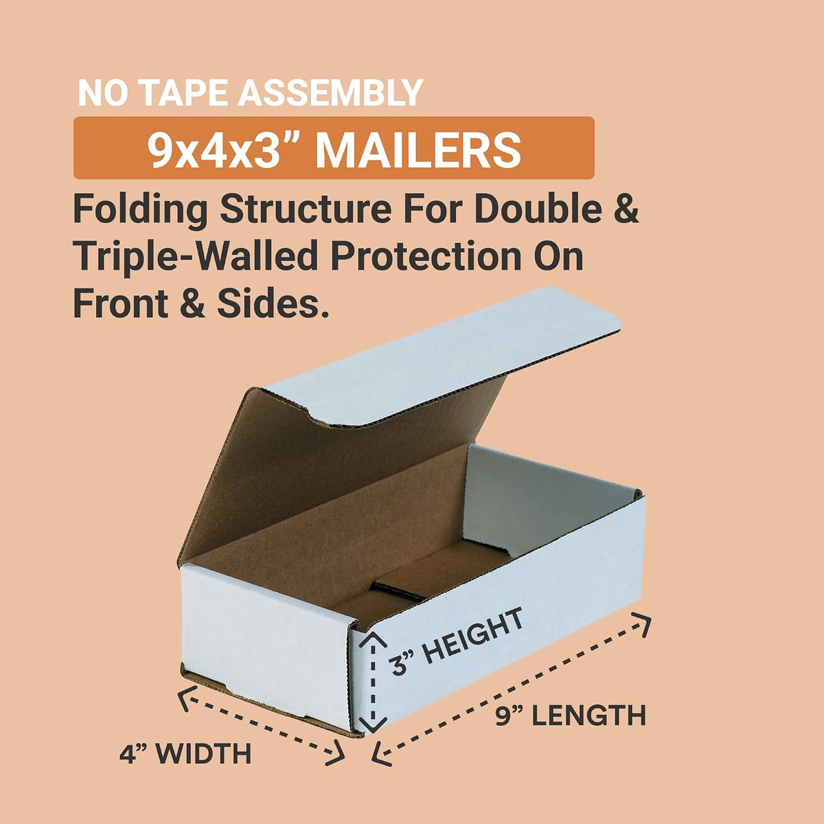 Small Mailer Boxes 9x4x3, 50-Pk for Shipping & Storage