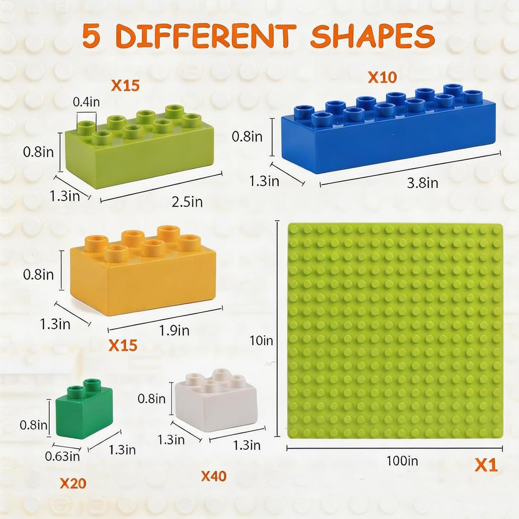 Building Blocks Set for Kids with Baseplate Big Building Bricks 101Pcs Classic Bulk Sensory Toy for Kids Toddlers