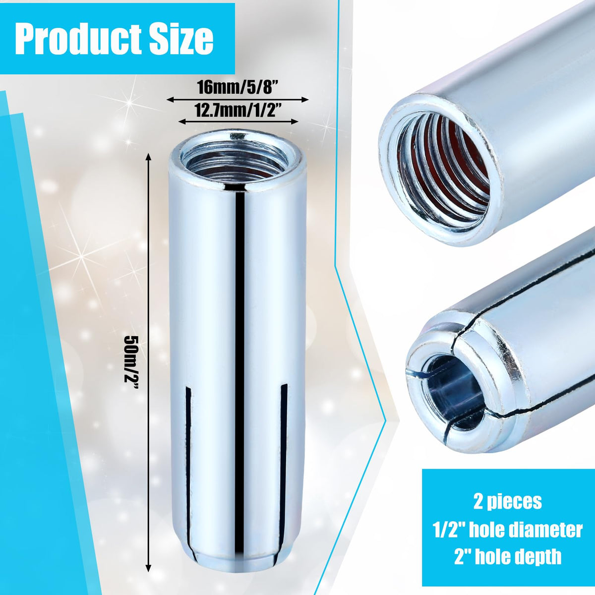 Drop in Concrete Anchors 1/2"-13 Zinc Plated Expansion Anchor