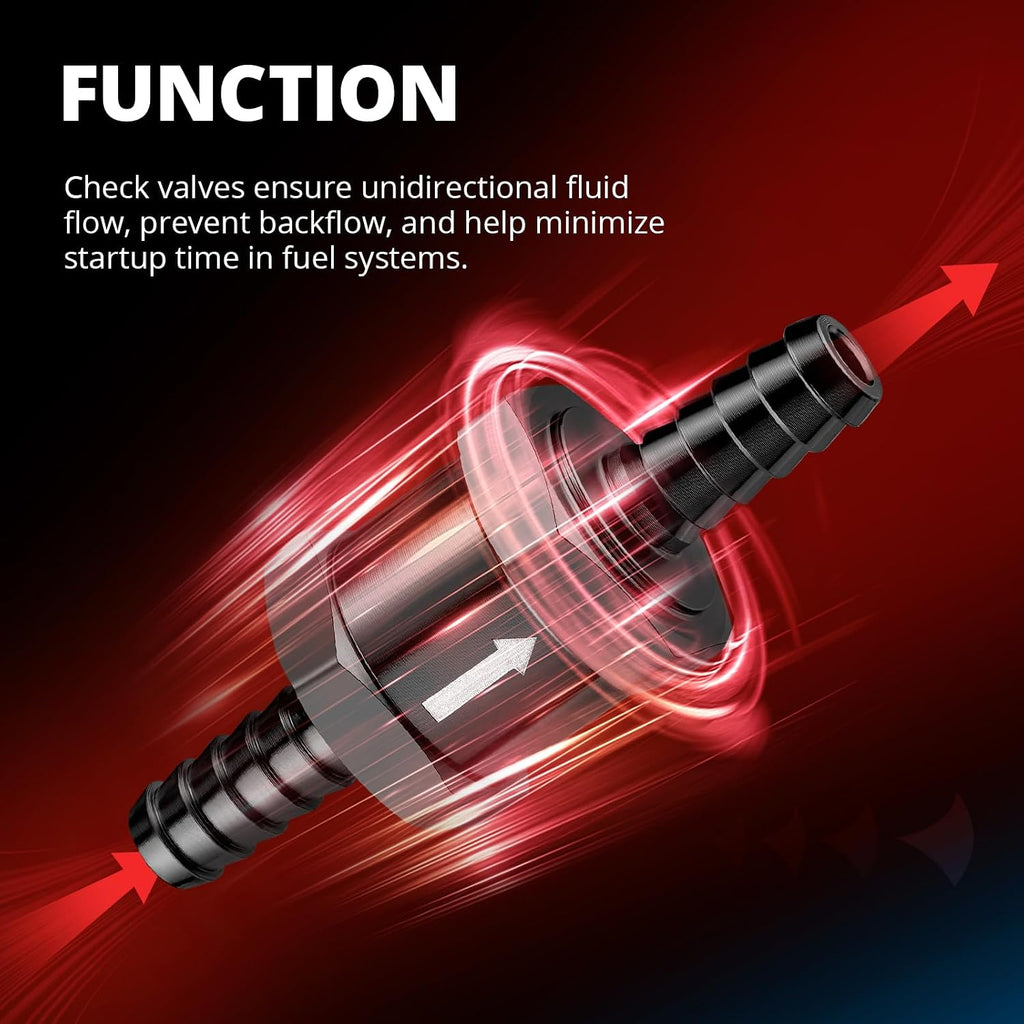 EVIL ENERGY 5/16" Fuel Check Valve One Way Inline Non Return Diesel Gasoline Black (8mm OD,2PCS)