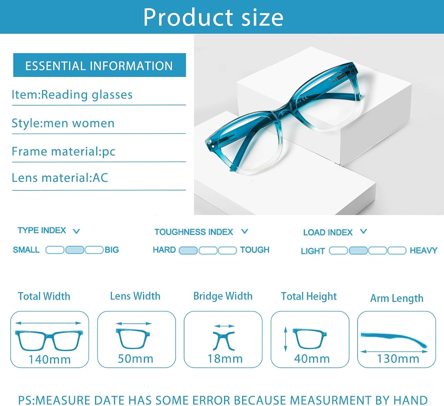 Reading Glasses Blue Light Blocking Readers Spring Hinge Glasses for Reading for Men and Women