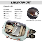 Gym Duffle Backpack 42L Travel Bag with Shoe Pocket, Check Apricot