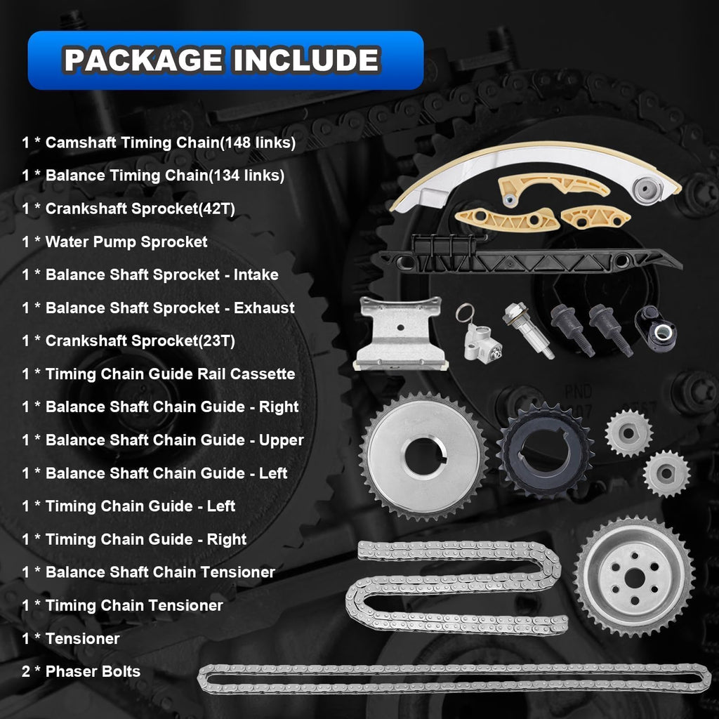 94201S Engine Timing Chain Kit Guide Tensioner Crank Shaft Phaser Sprocket