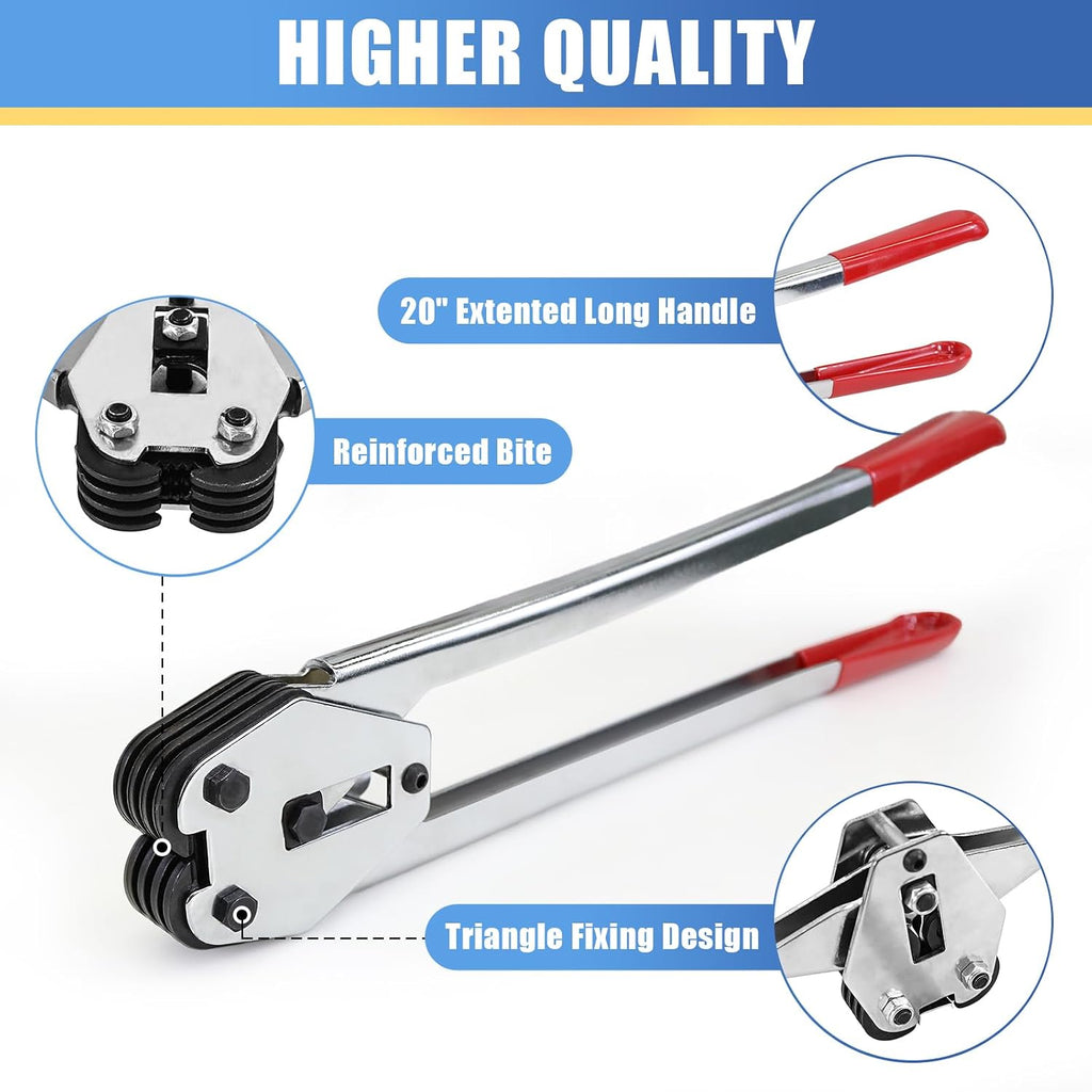 Heavy Duty Banding Strapping Sealer & Crimper for 5/8" Width Polyester Polyproplyn Poly Plastic Strap Manual Tool
