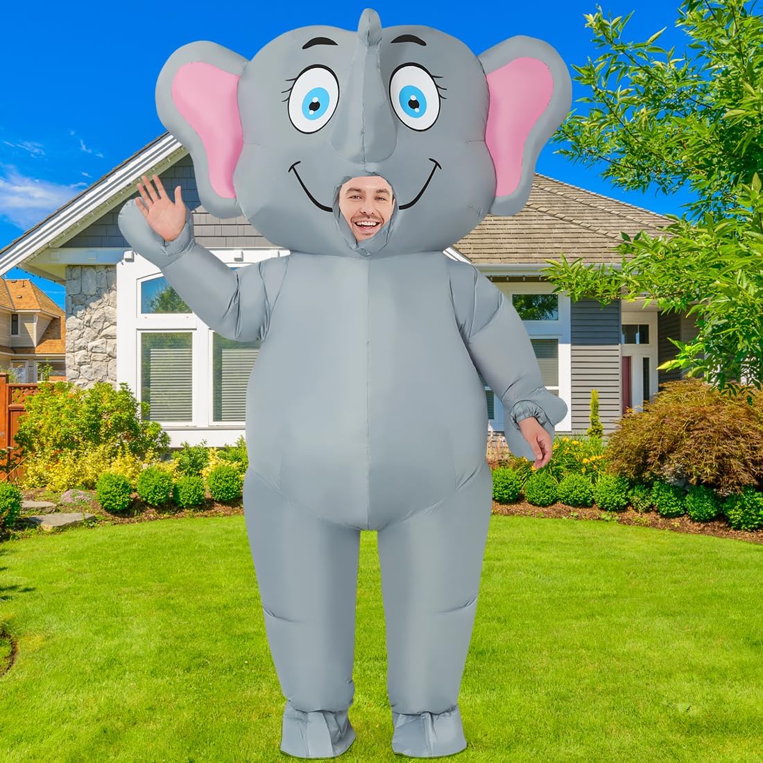 Inflatable Elephant Costume for Adult Halloween Costume Funny Blow up Elephant Costume for Men Women Party Cosplay