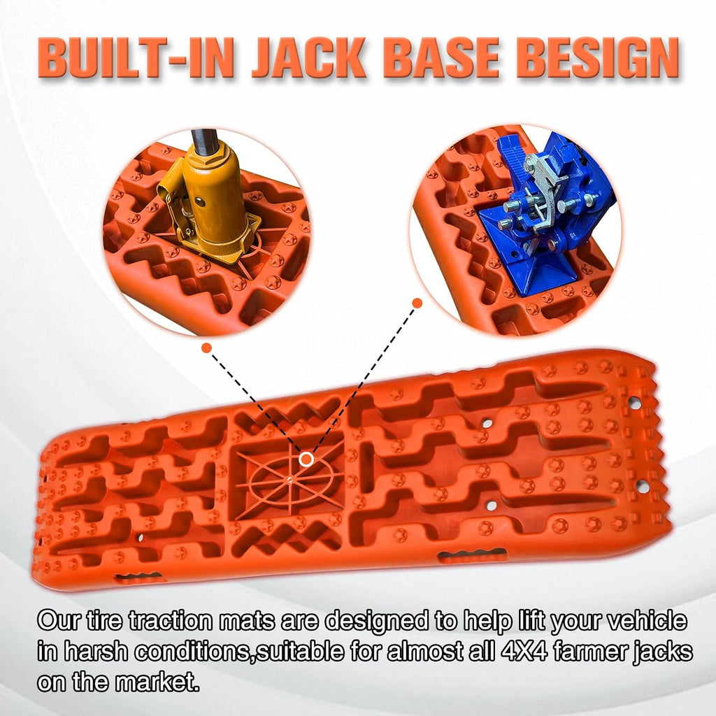 Off-Road Traction Boards with Jack Base,Pair Recovery Tracks Tire Traction Mats for 4WD Mud,Sand,Snow,Rock Tracks.