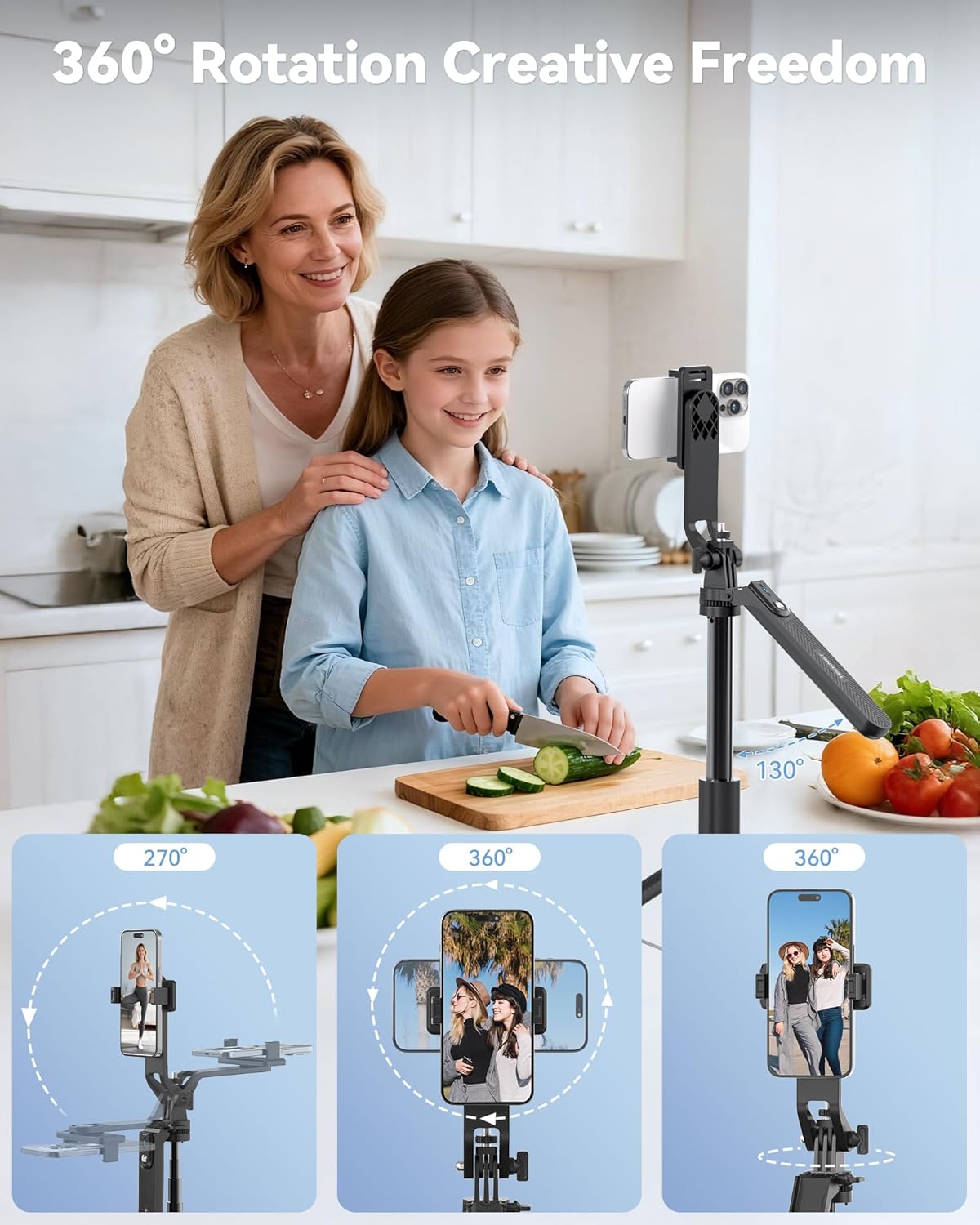 71" Phone Tripod & Selfie Stick, Portable Extendable Cell Phone Tripod Stand with Wireless Remote and Phone Holder