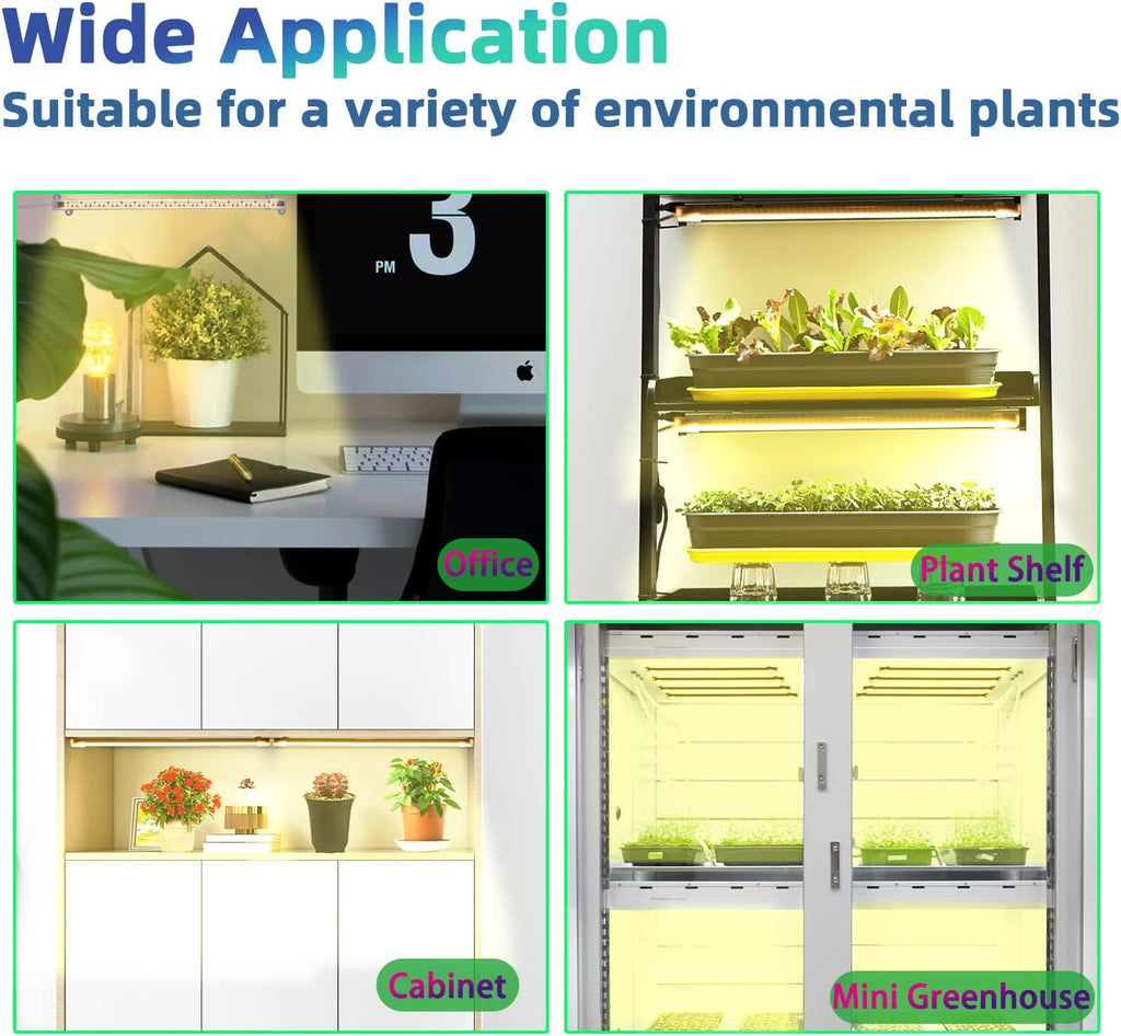 Grow Light Two Heads, Strip Growing Lamp, Full Spectrum Plant Light Strips for Indoor Plants with Auto ON/Off Timer &