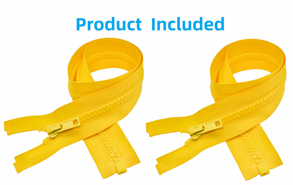 2PCS #5 8 Inch Separating Jacket Zippers for Sewing (Yellow)