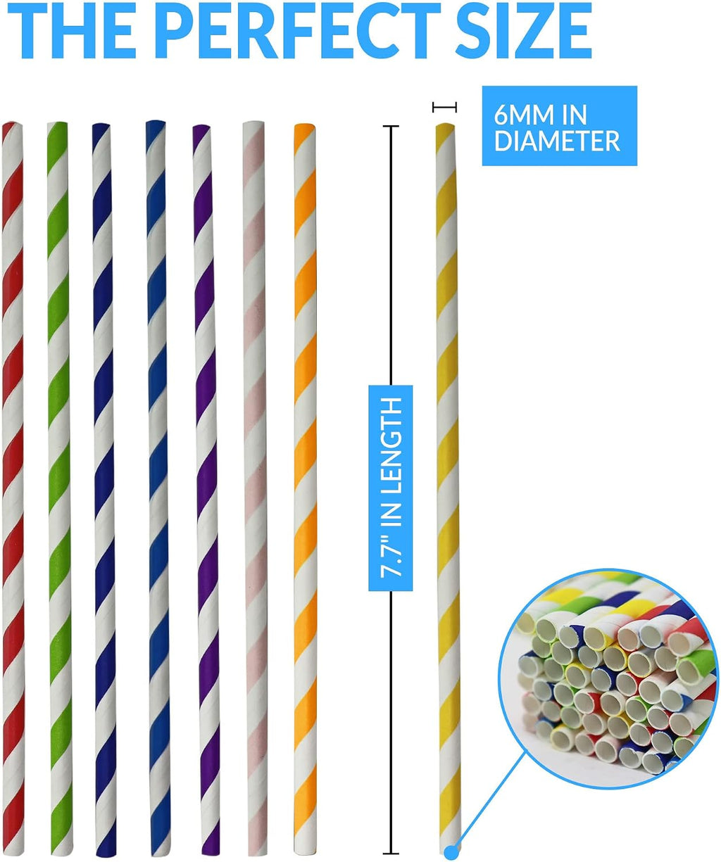 1000 Pack Paper Straws (Assorted Colors) | Bulk Pack, Disposable