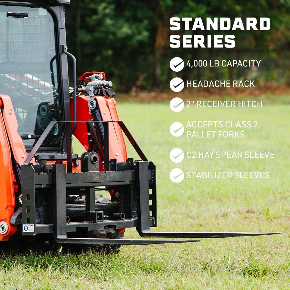 Standard Series Skid Steer Pallet Fork Frame, 48 in | Quick Tach Connection Fits SSQA Loader Mounts for Fast Swaps.