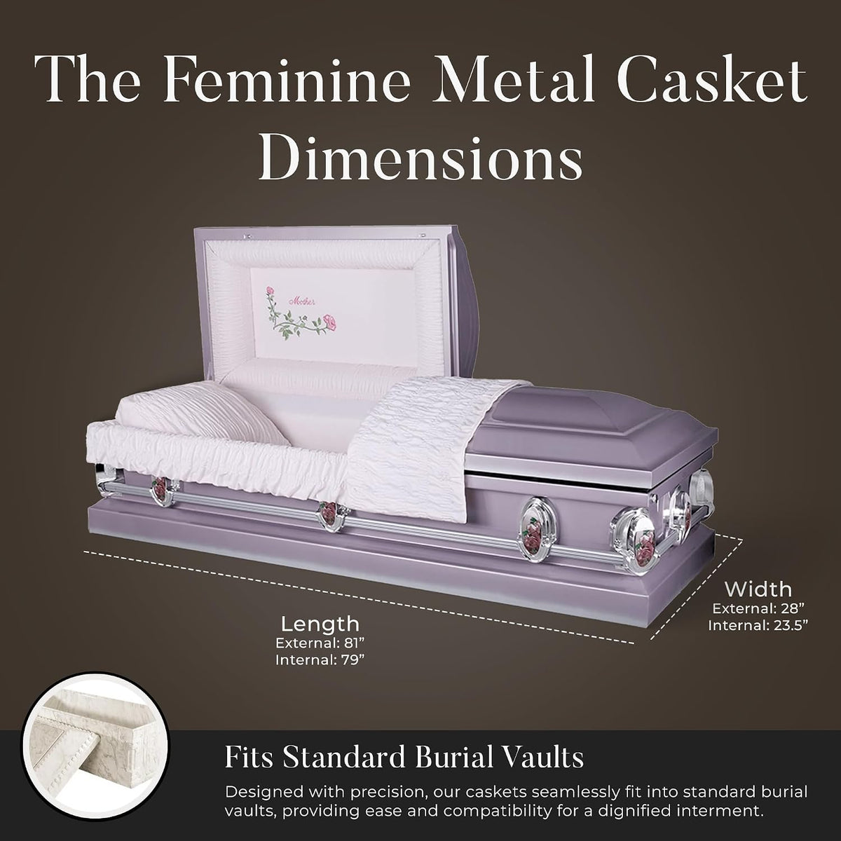Heavenly Mother Metal Casket Pink w/Pink Crepe Interior