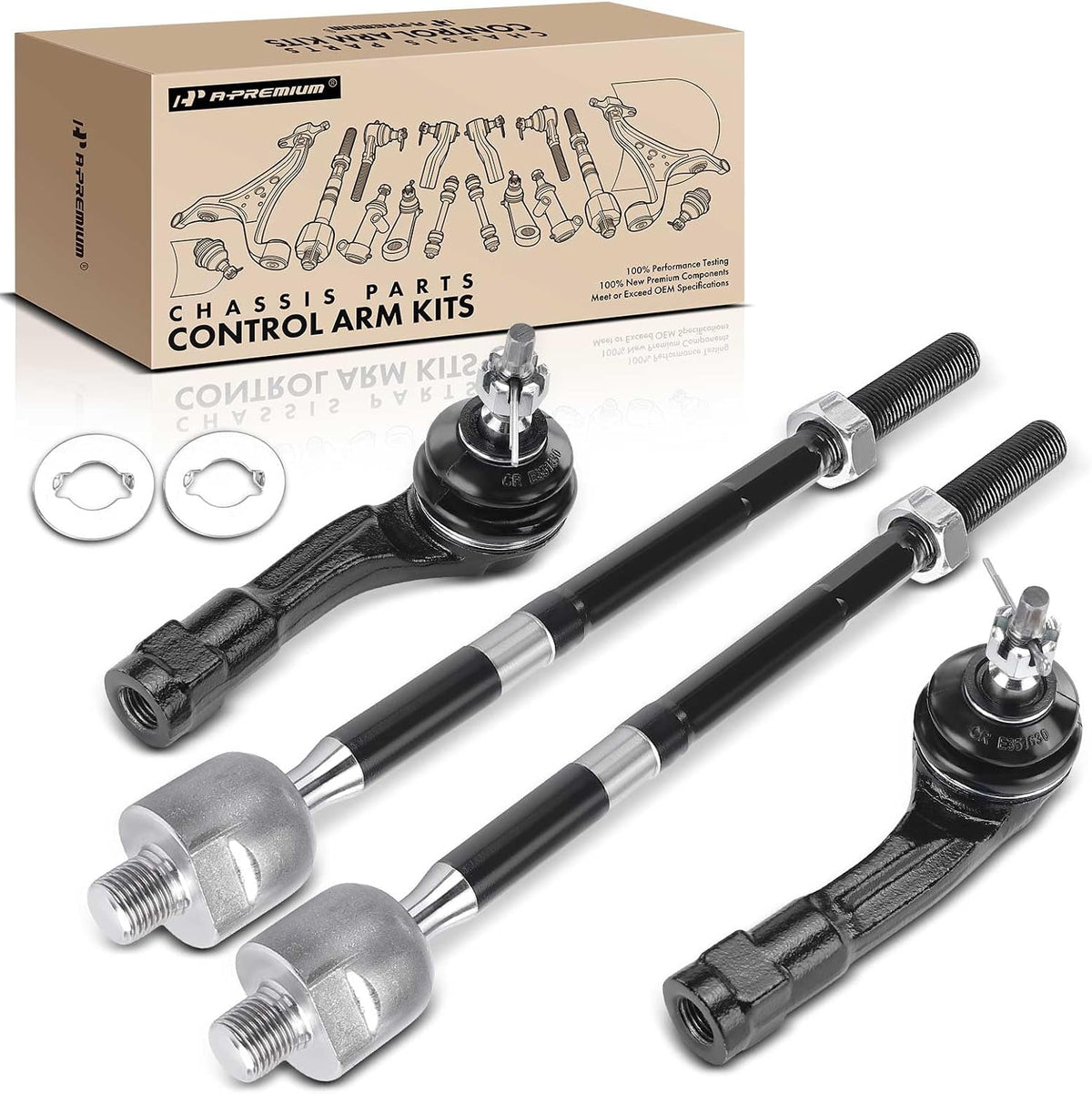 A-Premium Front Inner & Outer Tie Rod End Kit Fix Uneven Tire Wear