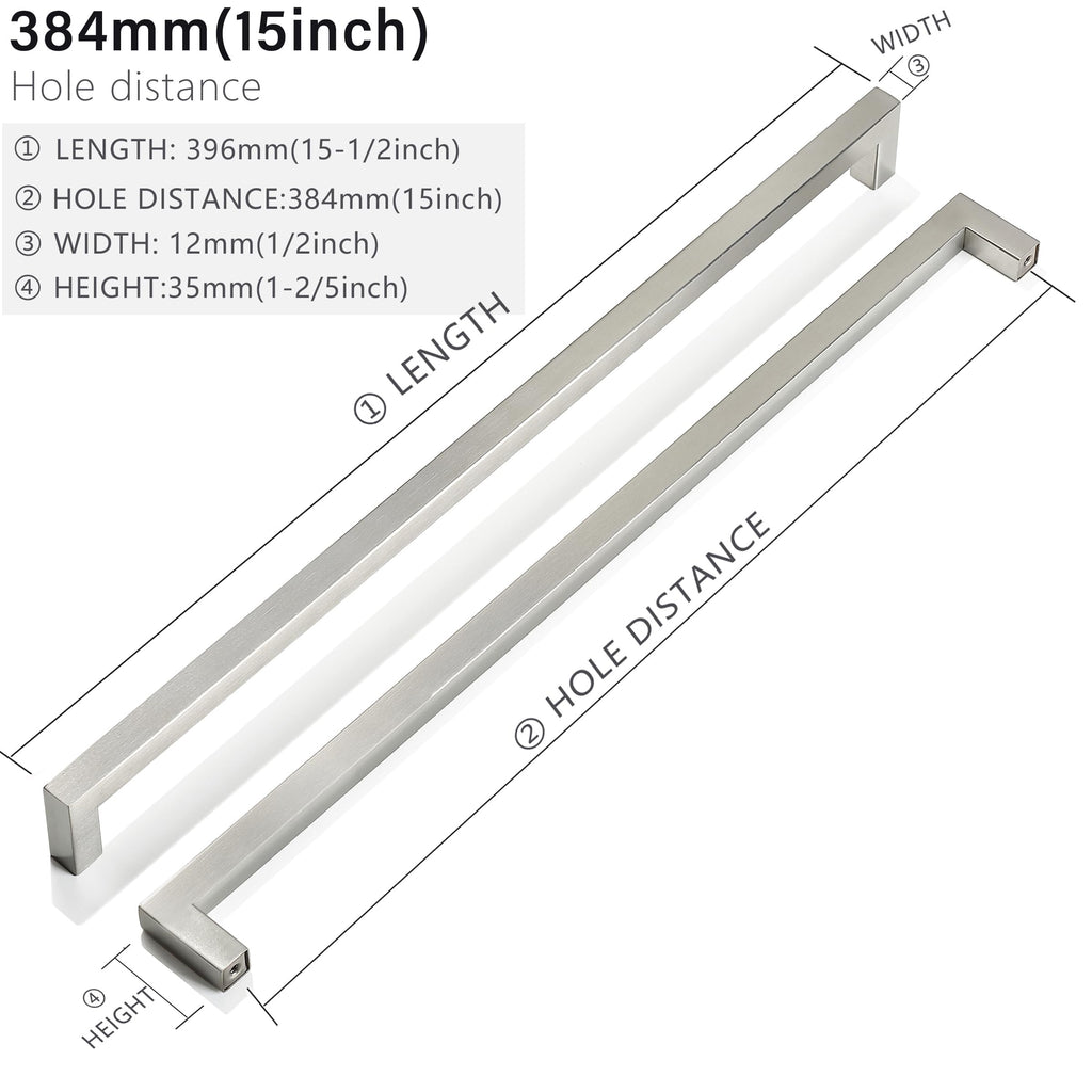 10 Pack 15 Inch Brushed Nickel Cabinet Pulls Square Drawer Handles