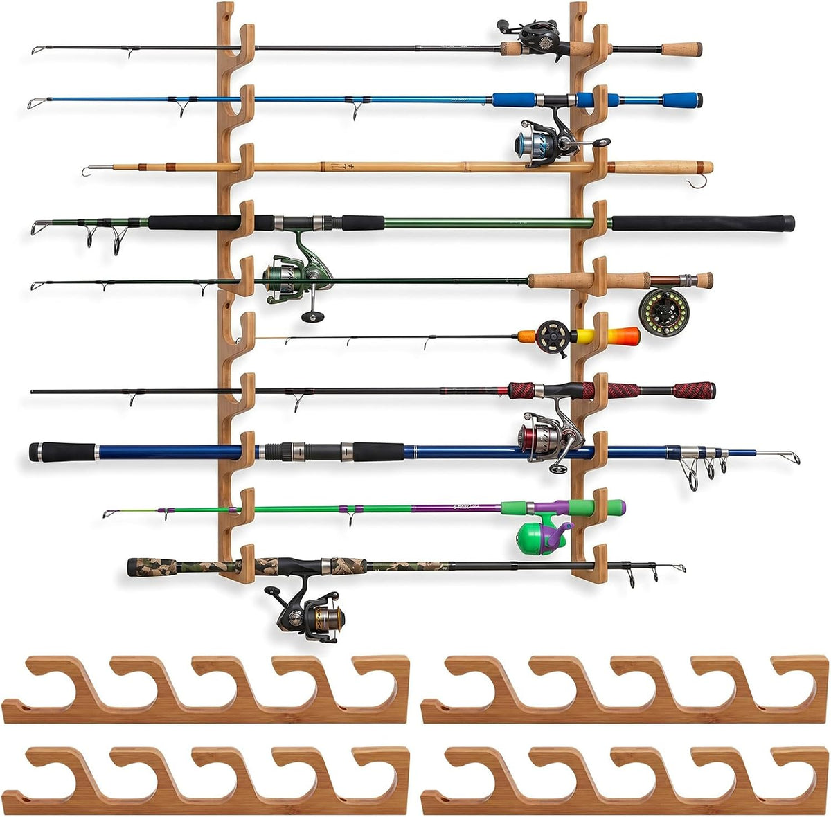 Wall Mount Fishing Rod Holder,Garage Ceiling Storage Racks | Space-saving garage organization,Scratch-free rod